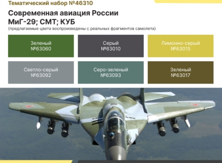 НАБОР АКРИЛОВЫХ КРАСОК: ВКС РФ — МИГ-29, МИГ-29СМТ И МИГ-29КУБ