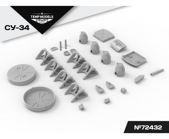 КОМПЛЕКТ ЗАГЛУШЕК И КОЛОДОК ДЛЯ СУ-34 - РАСШИРЕННЫЙ  1/72